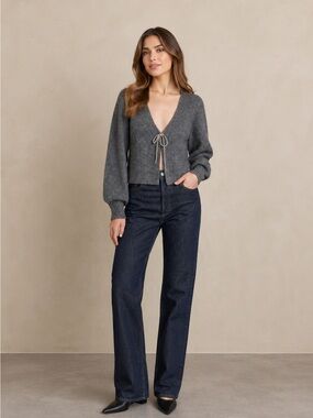 🩷Firm Price🩷WAYF Lila Crystal Tie Cardigan - Dark Heather